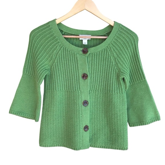 Ann Taylor Loft Green Button Down 3/4 Sleeve Sweater Size XXSP - Picture 1 of 3